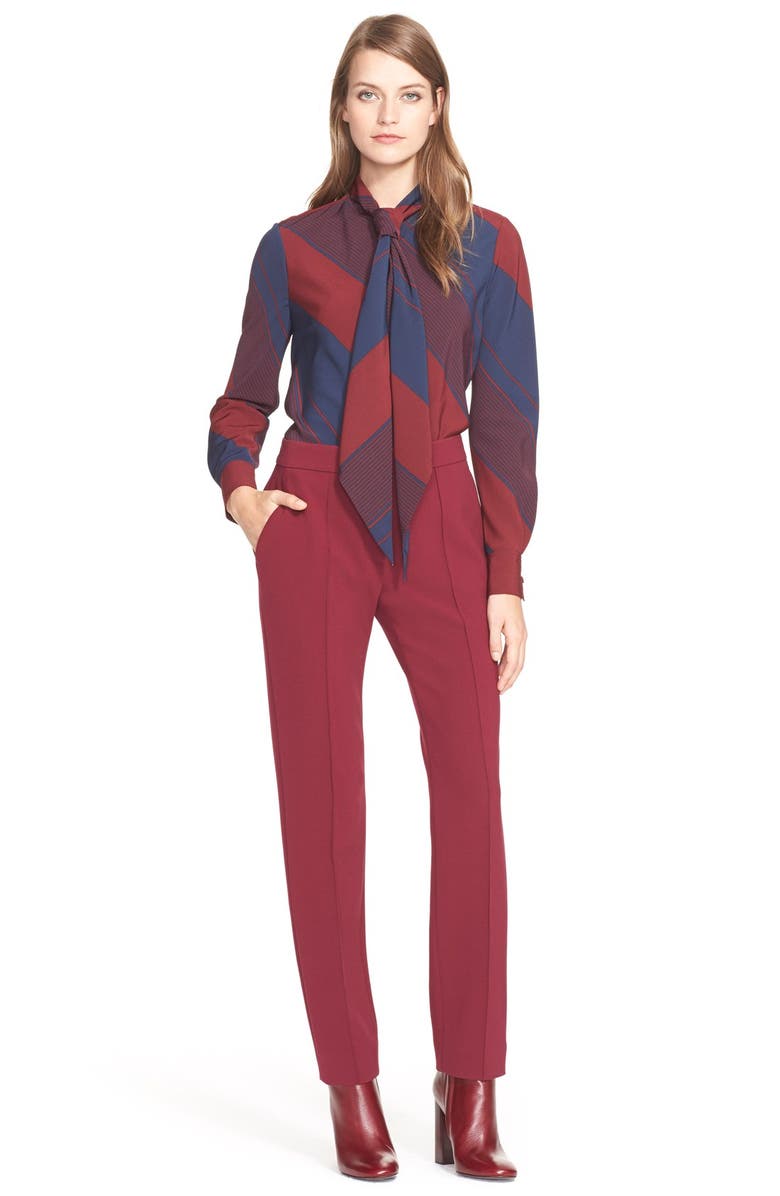 Tory Burch Stripe Bias Cut Tie Neck Blouse, Alternate, color, 