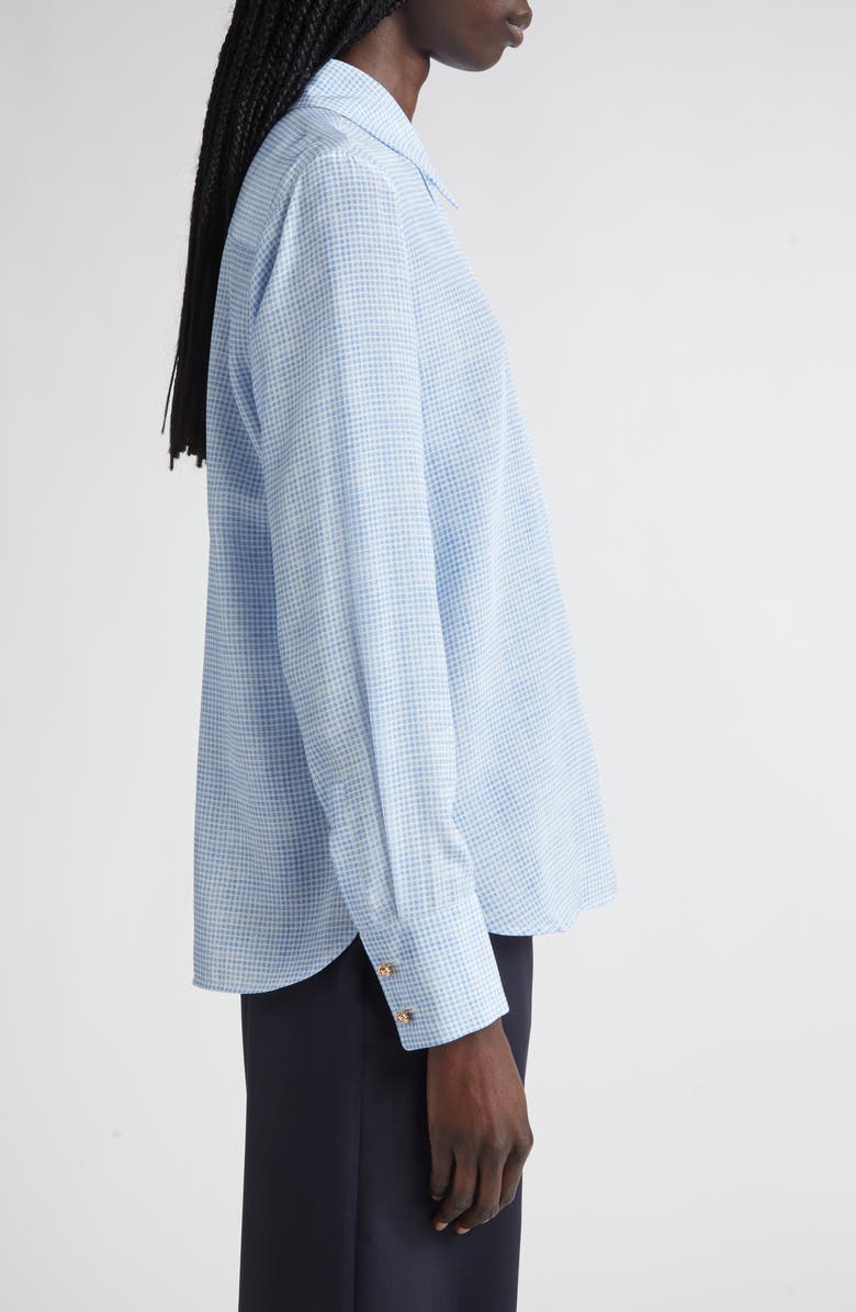 Max Mara Studio Nola Geometric Print Silk Top, Alternate, color, Light Blue