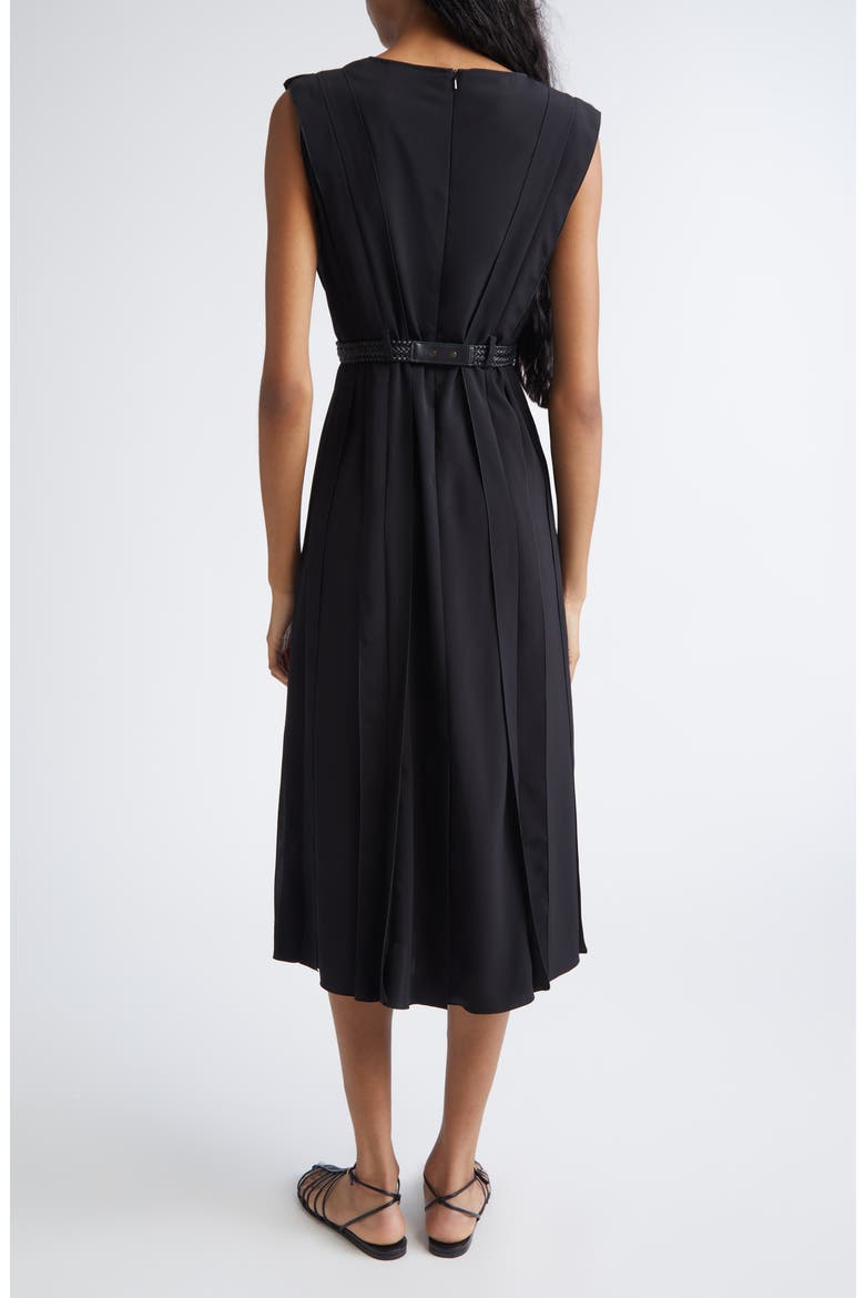 Zannata Belted Matte Satin Midi Dress, Alternate, color, BLACK