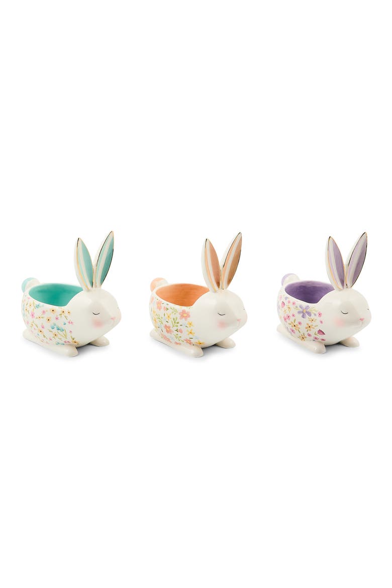Posie Patch Rabbit Set of 3 Candy Dishes, Main, color, WHITE