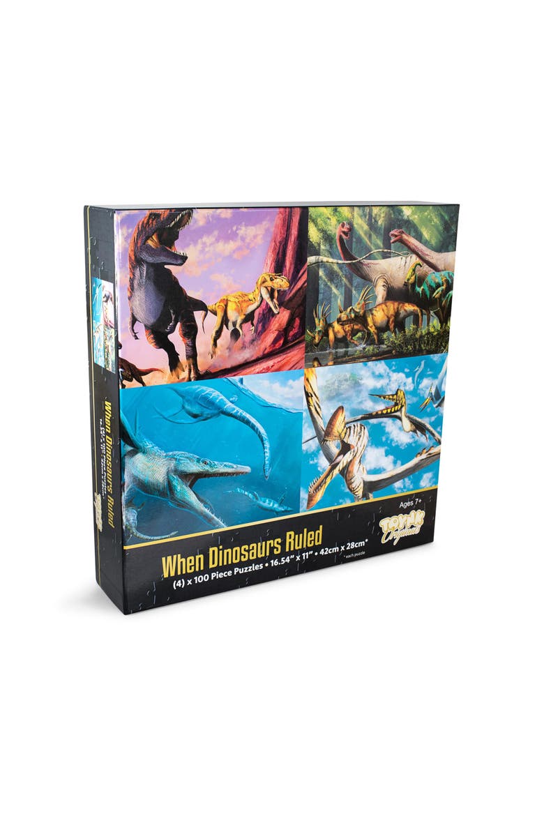 Dinosaur 100-Piece Jigsaw Puzzle Box Bundle | Set of 4, Main, color, Multi-Color