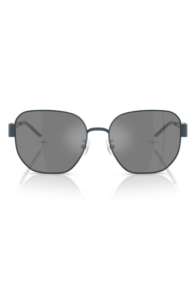 Tory Burch 56mm Irregular Sunglasses, Main, color, Navy / Dark Grey Flash