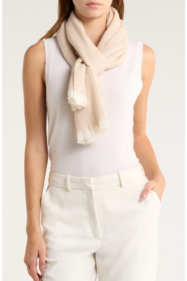 Lightweight Wool & Cashmere Wrap, Main, color, BEIGE- WHITE