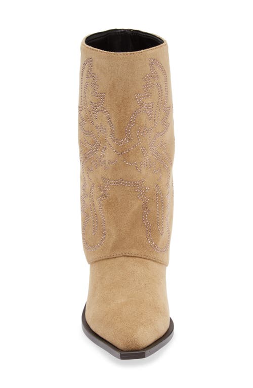Azalea Wang Portabella Foldover Shaft Pointed Toe Bootie In Brown