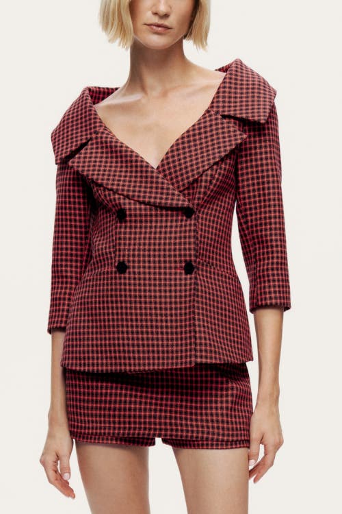 Nocturne Checked Portrait Collar Double-breasted Jacket In Multi