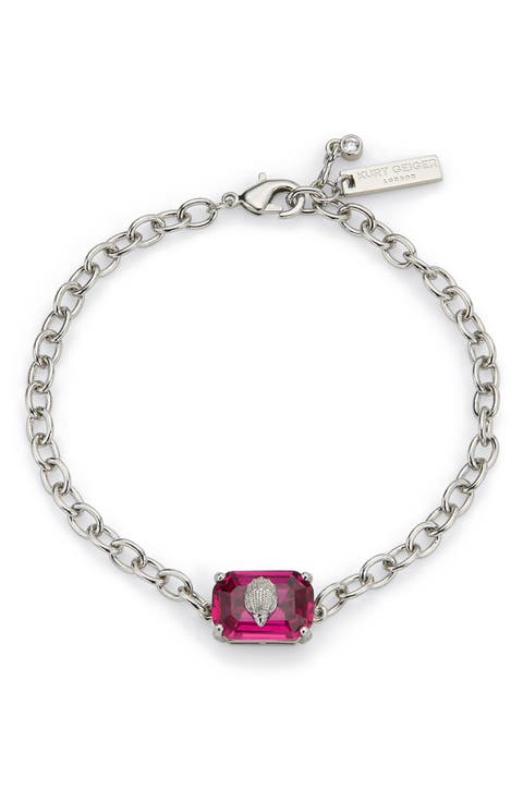 Emerald Cut Crystal Eagle's Head Chain Bracelet