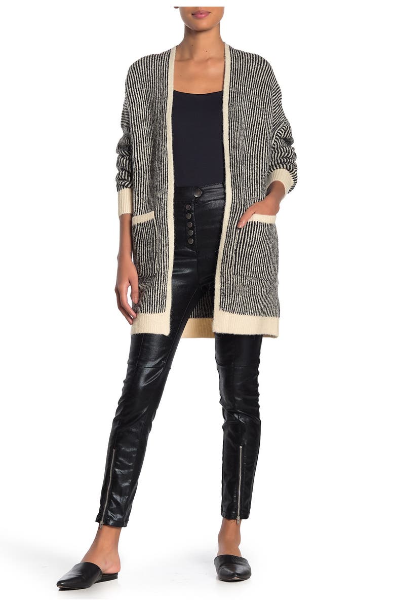 FRNCH Micro Stripe Long Cardigan, Main, color, 