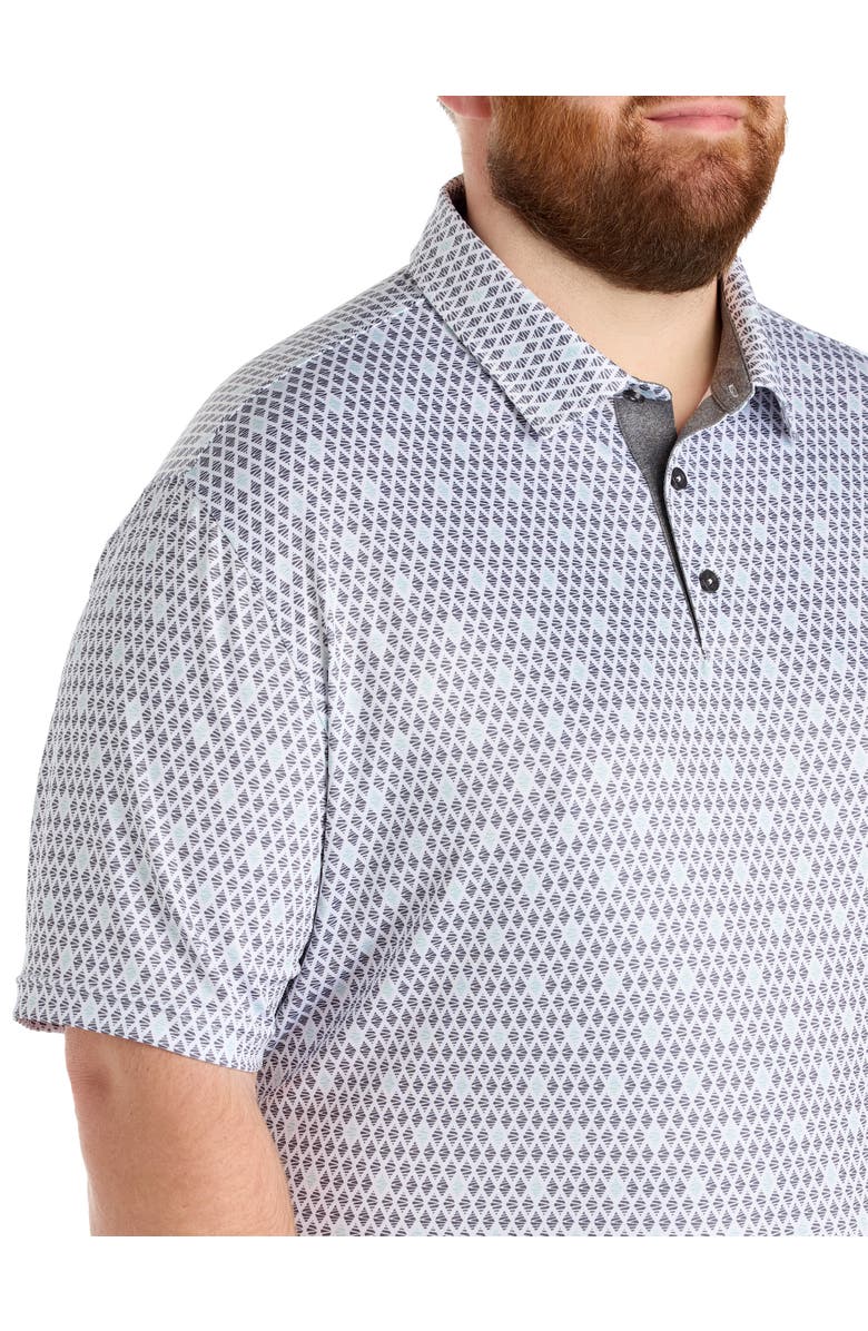 Reebok Big & Tall Contrast Diamond Print Polo Shirt, Alternate, color, Tranquil Teal