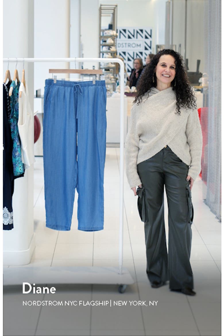 Elastic Waist Crop Taper Chambray Pants video