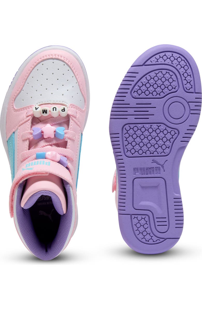 PUMA Kids' Rebound Layup High Top Sneaker, Alternate, color, Puma White/ Pink/ Aqua