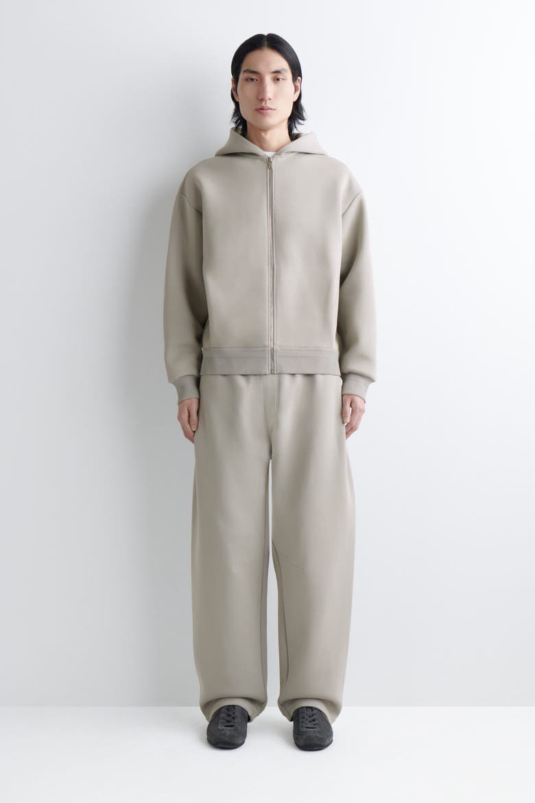 Cotton-Piqué Zip-Up Hoodie, Alternate, color, BEIGE