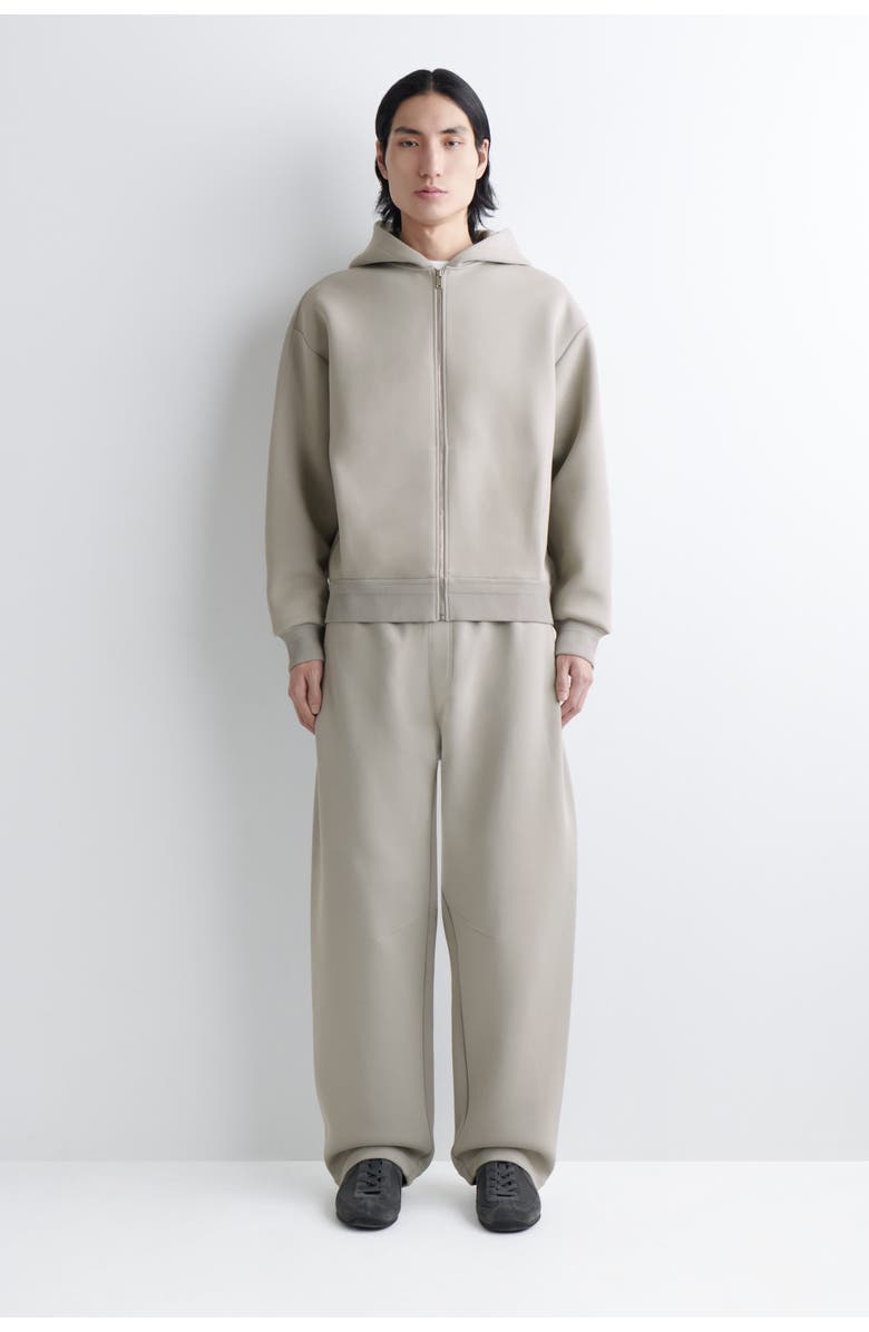 COS Cotton-Piqué Zip-Up Hoodie, Alternate, color, Beige