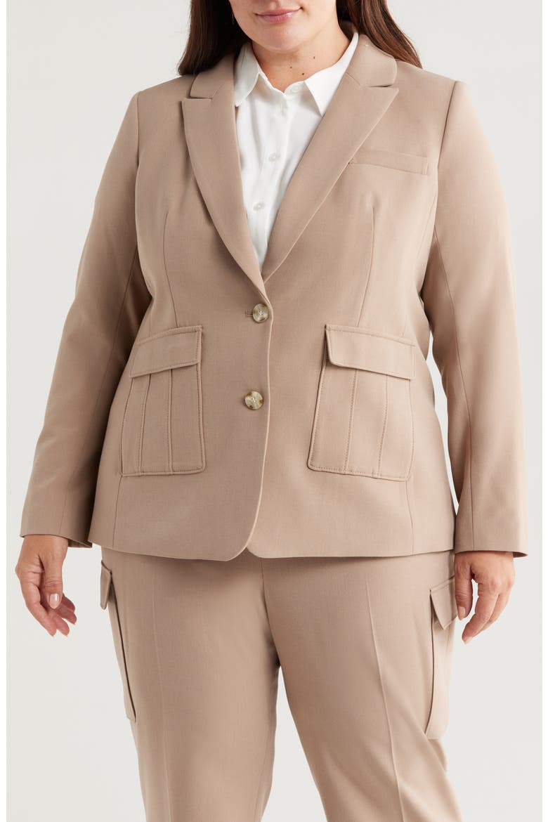 Tailored Two-Button Blazer, Alternate, color, LATTE