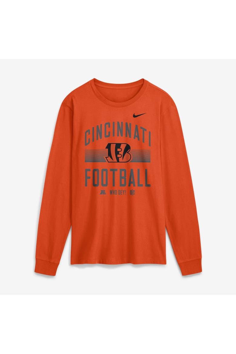 Men's Nike Orange Cincinnati Bengals Always Prepared Essential Cotton Long Sleeve T-Shirt, Alternate, color, Orange