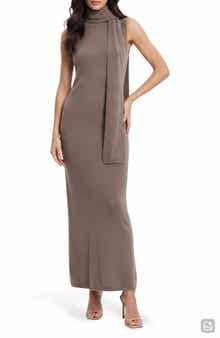Scarf Neck Sleeveless Sweater Midi Dress