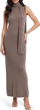 Taylor Dresses Scarf Neck Sleeveless Sweater Midi Dress