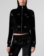 PHILIPP PLEIN Chenille Tracksuit Jacket Mini Monogram Crystal Monogram Women