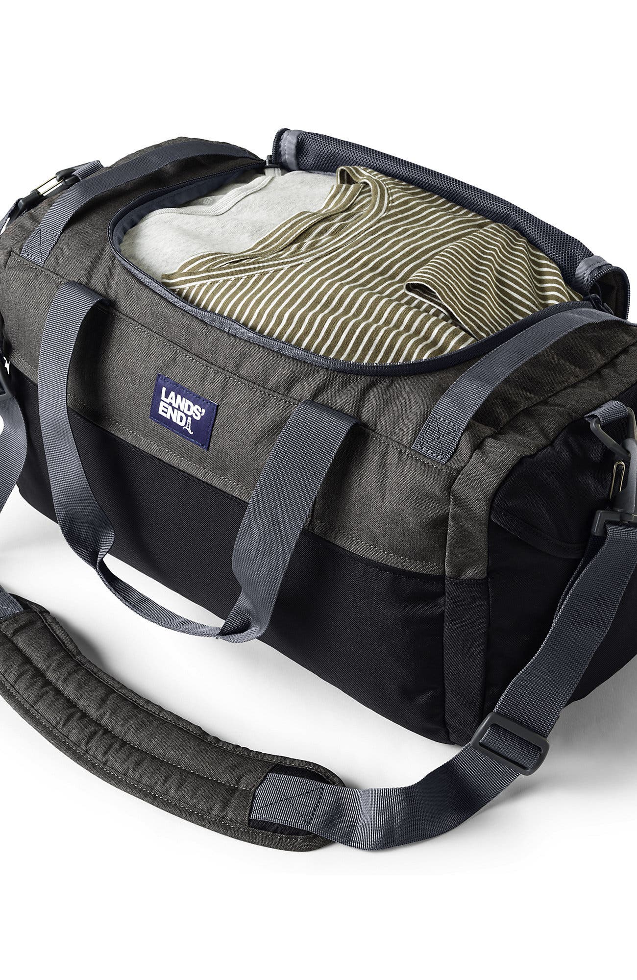 Lands' End Small All Purpose Travel Duffle Bag, Alternate, color, Oxidized Gray Heather
