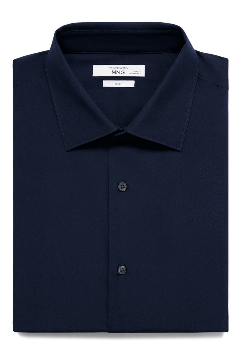 Slim Fit Cotton Poplin Suit Button-Up Shirt, Alternate, color, DARK NAVY