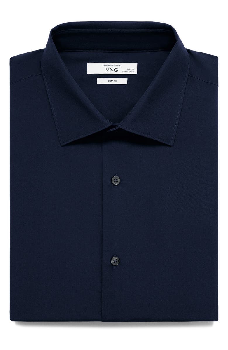 MANGO Slim Fit Cotton Poplin Suit Button-Up Shirt, Alternate, color, Dark Navy
