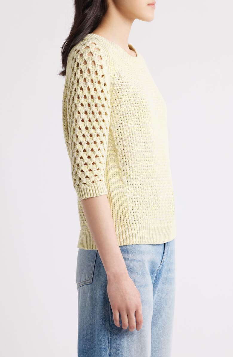 BOSS Funima Cotton Blend Open Stitch Sweater, Alternate, color, Pale Lime