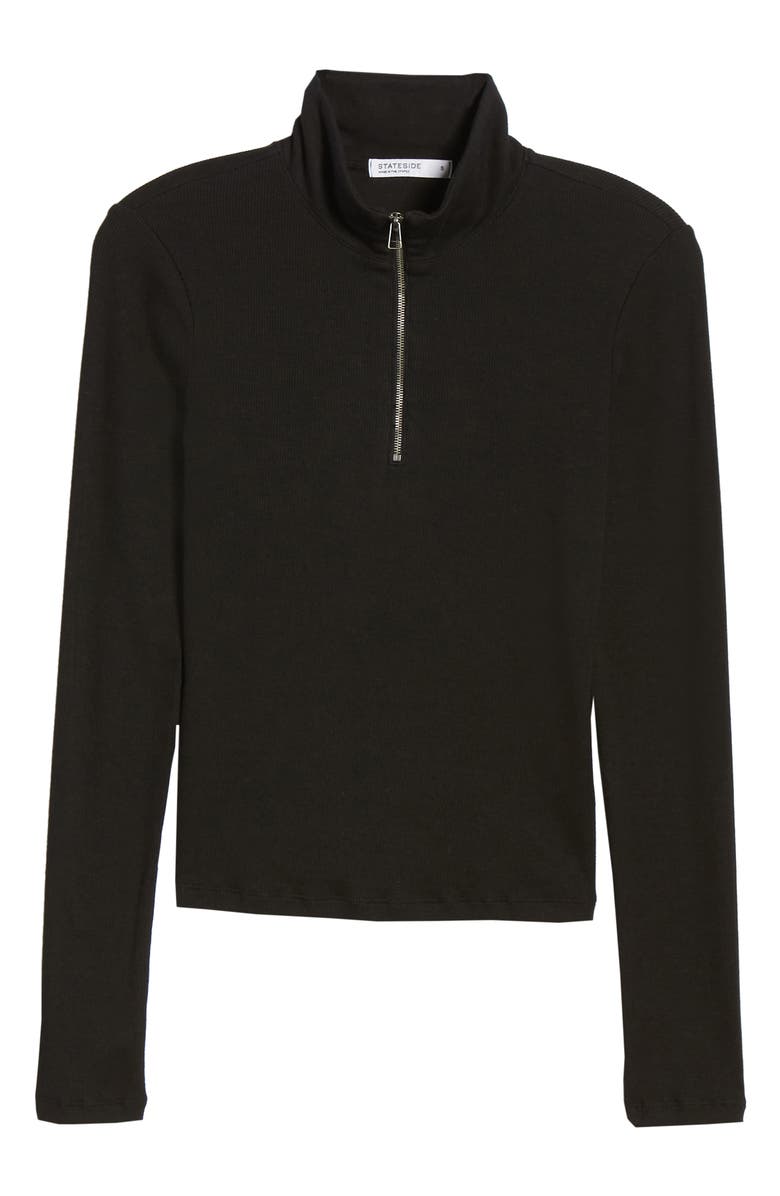 Stateside Mini Rib Front Zip Pullover, Alternate, color, 