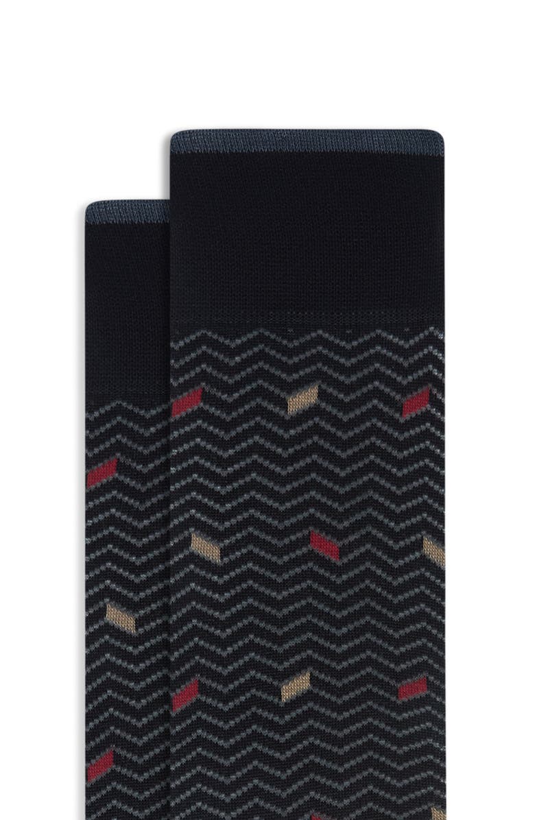 Bugatchi Herringbone Pattern Mercerized Cotton Blend Dress Socks, Alternate, color, Black