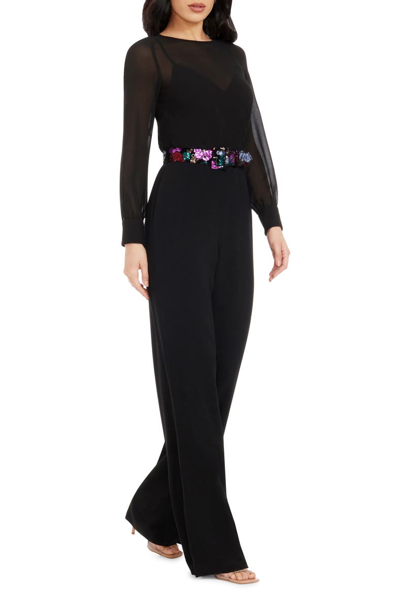 Pilar Belted Jumpsuit, Alternate, color, BLACK MULTI