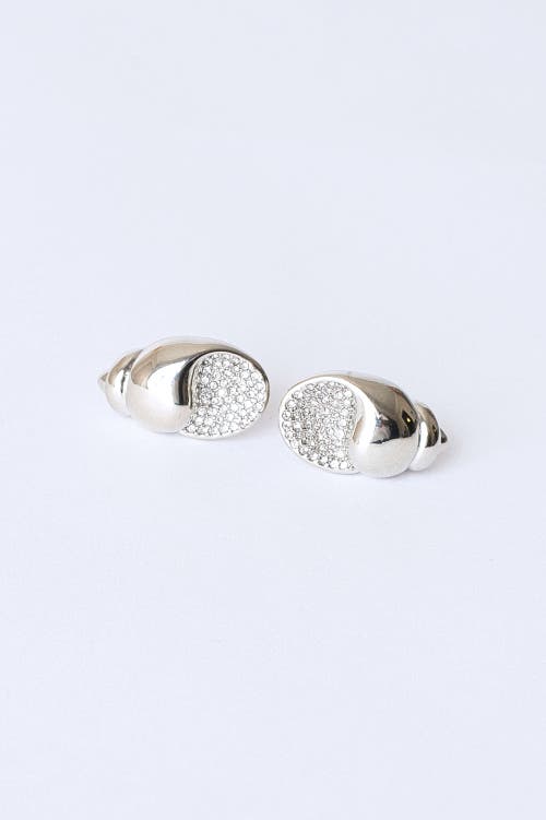 Classicharms Lexi Crystal Seashell Stud Earrings In Metallic