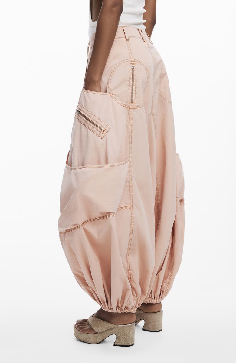 Desigual Cotton Cargo Pocket Harem Pants, Alternate, color, Pink