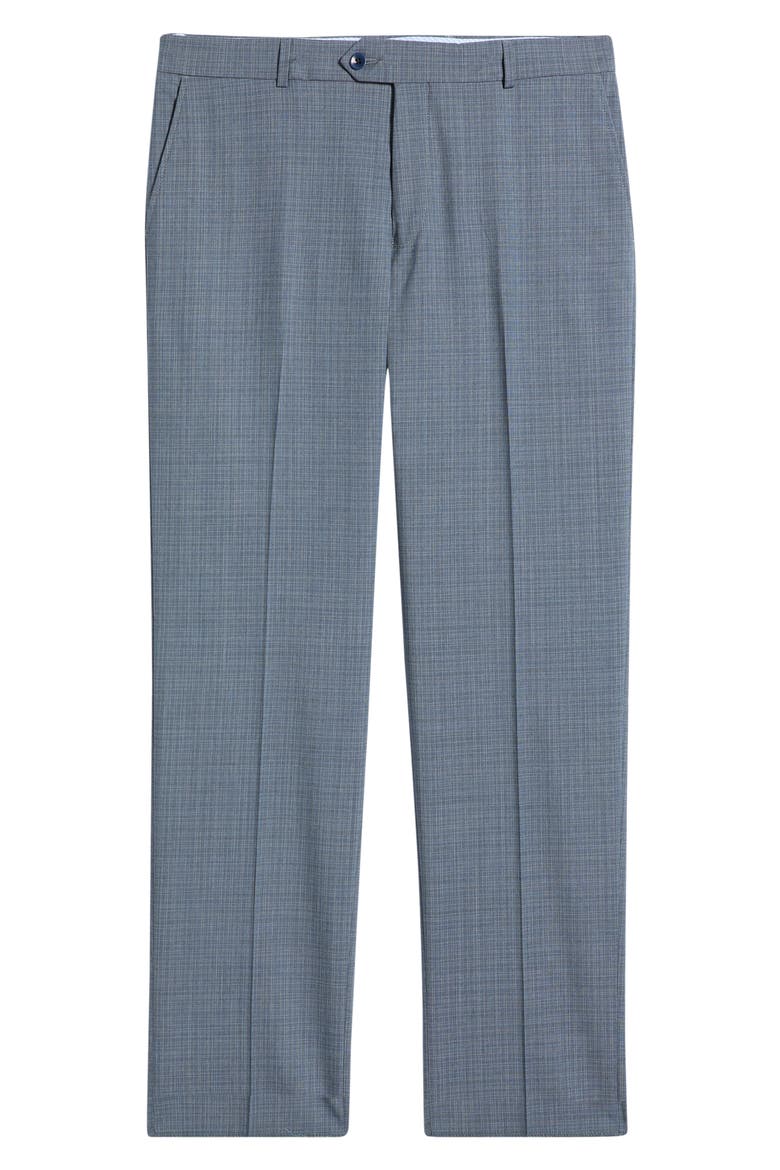 Luxury Performance Flat Front Multiscreen Check Dress Pants, Alternate, color, BLUE