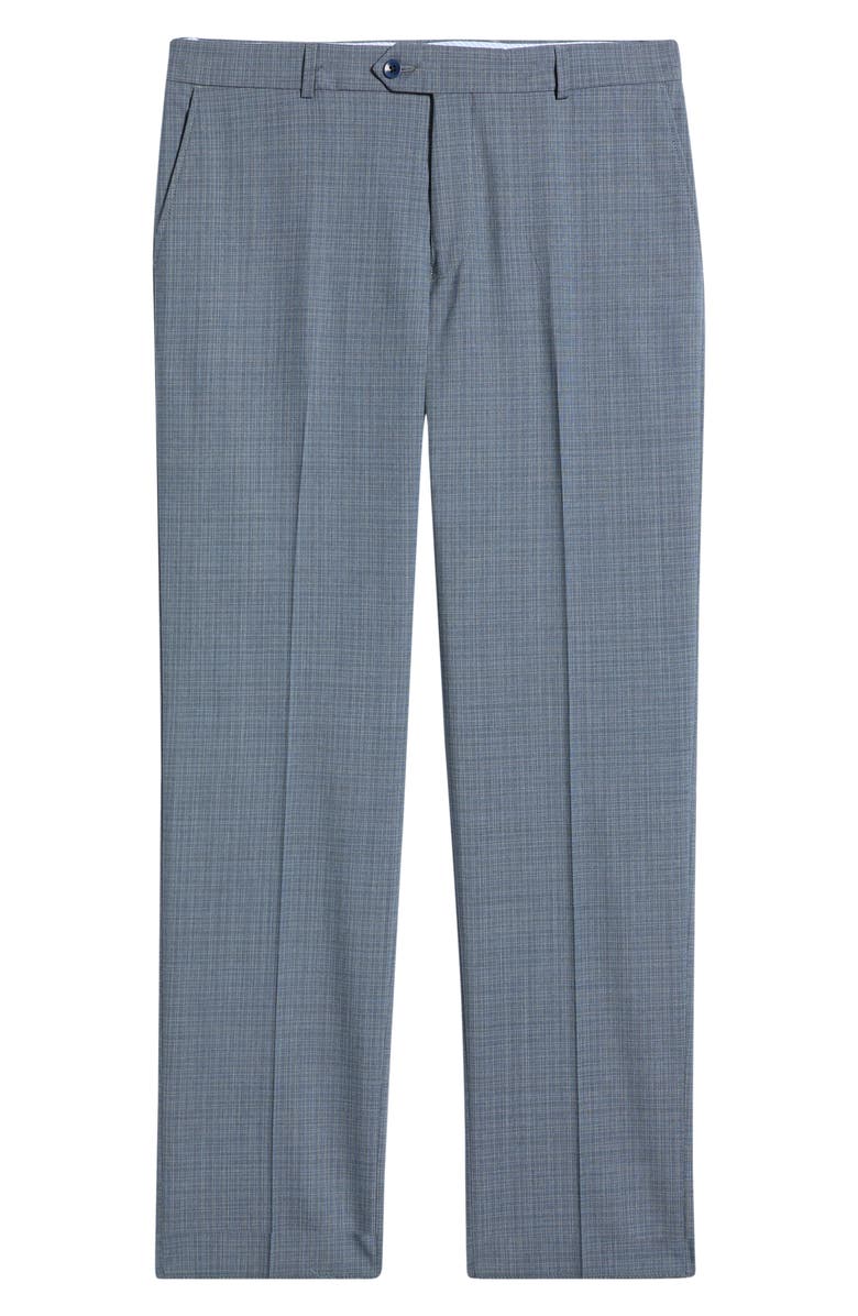 Berle Luxury Performance Flat Front Multiscreen Check Dress Pants, Main, color, Blue