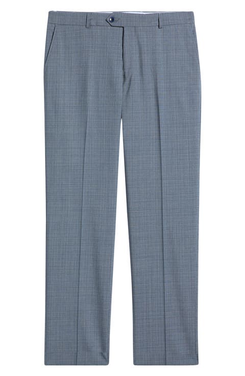 Luxury Performance Flat Front Multiscreen Check Dress Pants