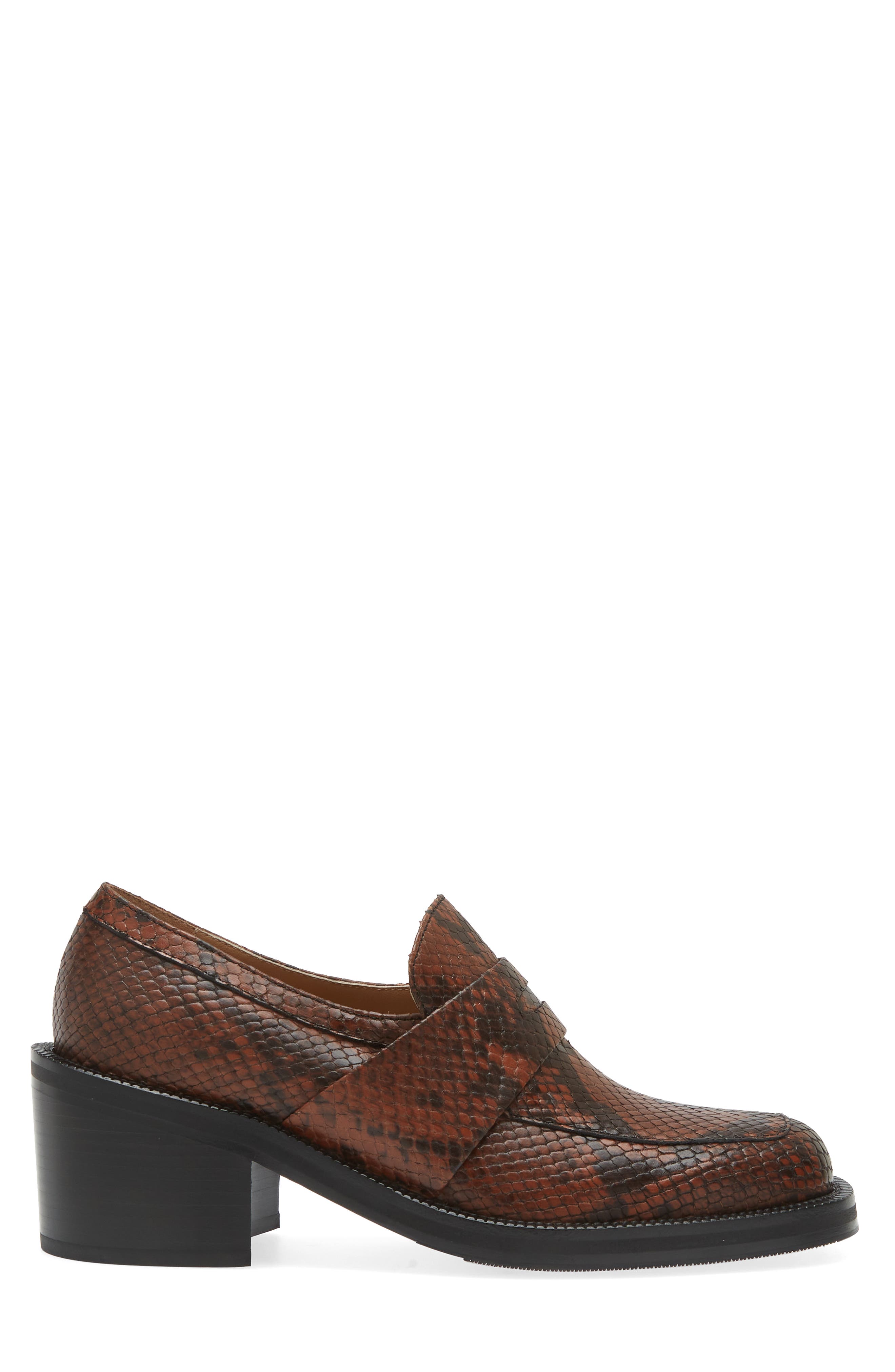 Dries Van Noten Snakeskin Embossed Penny Loafer, Alternate, color, 