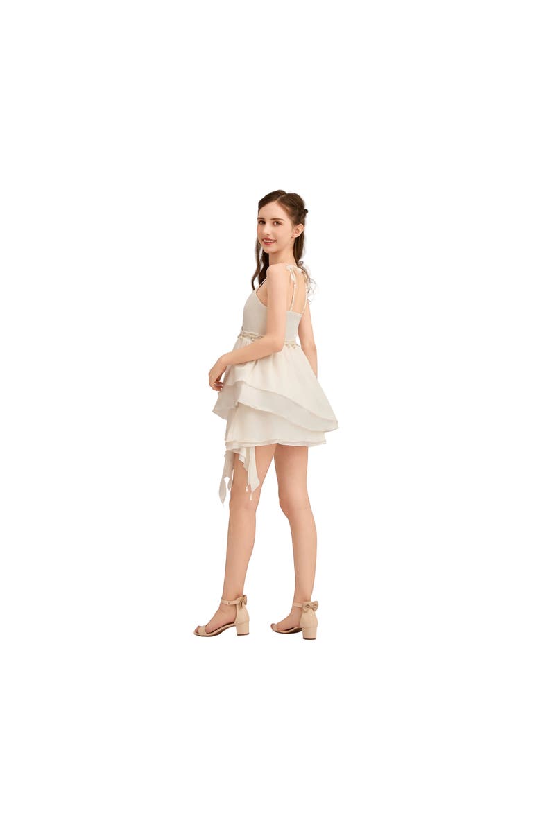 Tulleen Bow Strap Layered Dress, Alternate, color, White