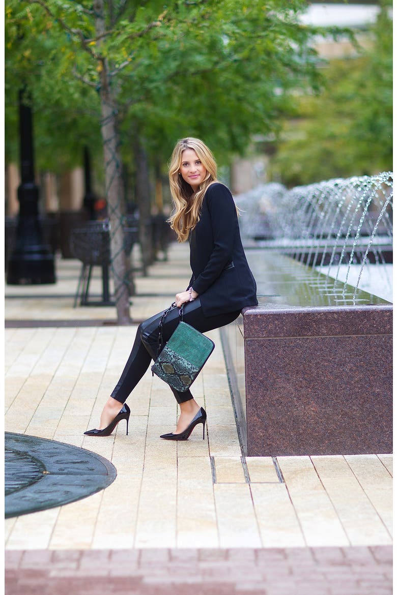 Faux Leather Front Leggings, Alternate, color, BLACK