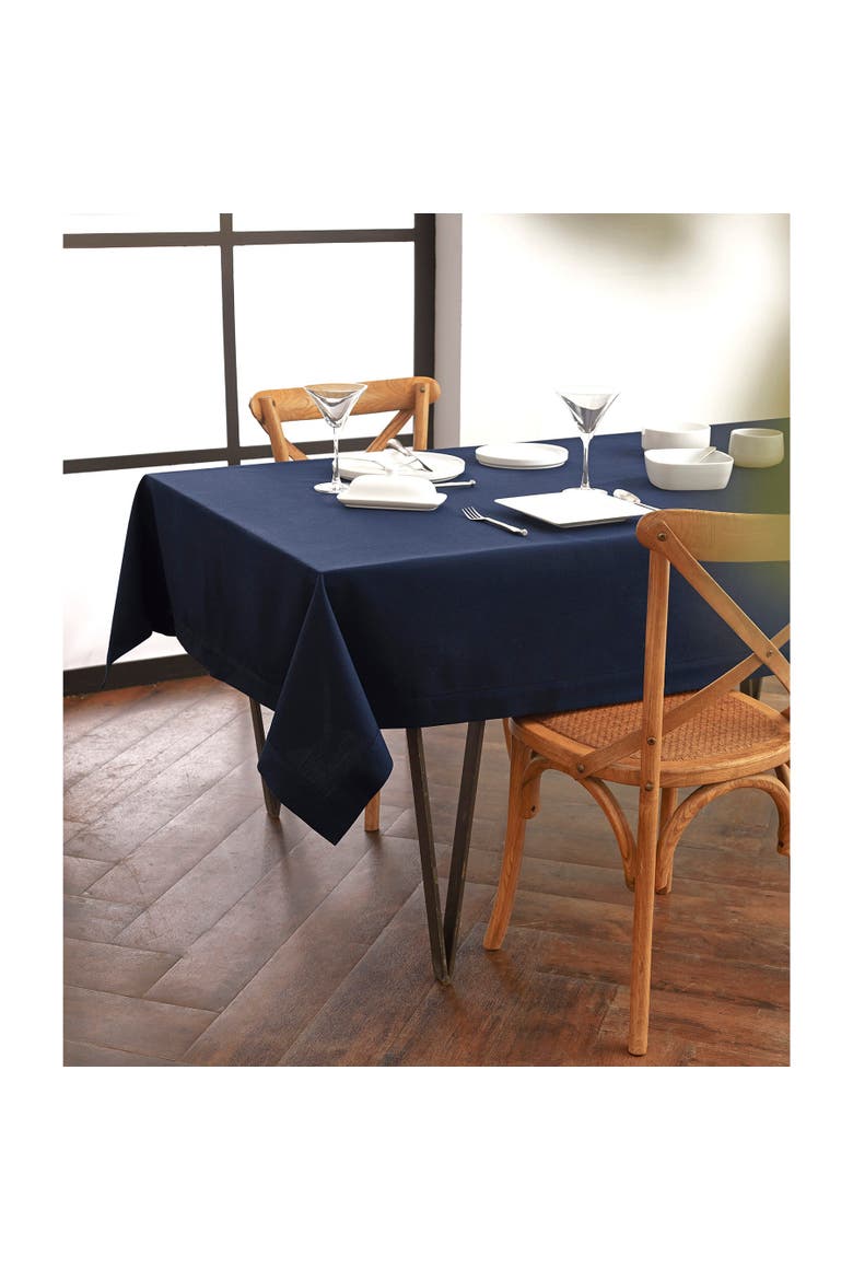 Cotton Linen Plain Tablecloth - Dru, Main, color, Navy