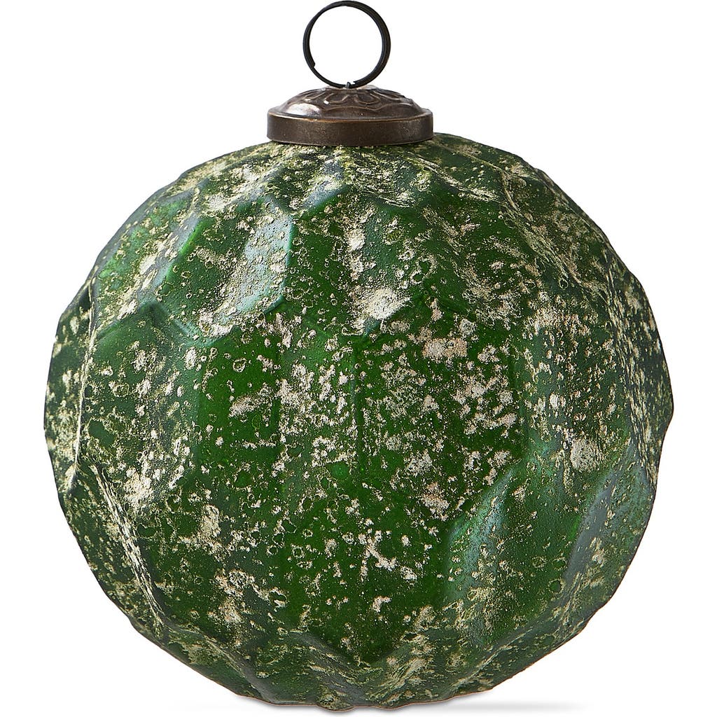 Tag Antiqued Honeycomb Glass Ornament Dark Green Christmas Decor In Green