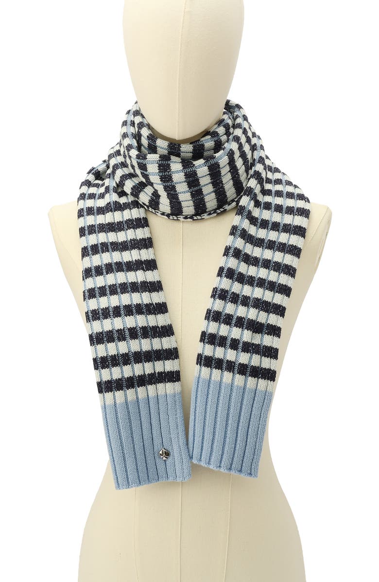 Kate Spade New York stripe rib scarf, Alternate, color, Blue Multi