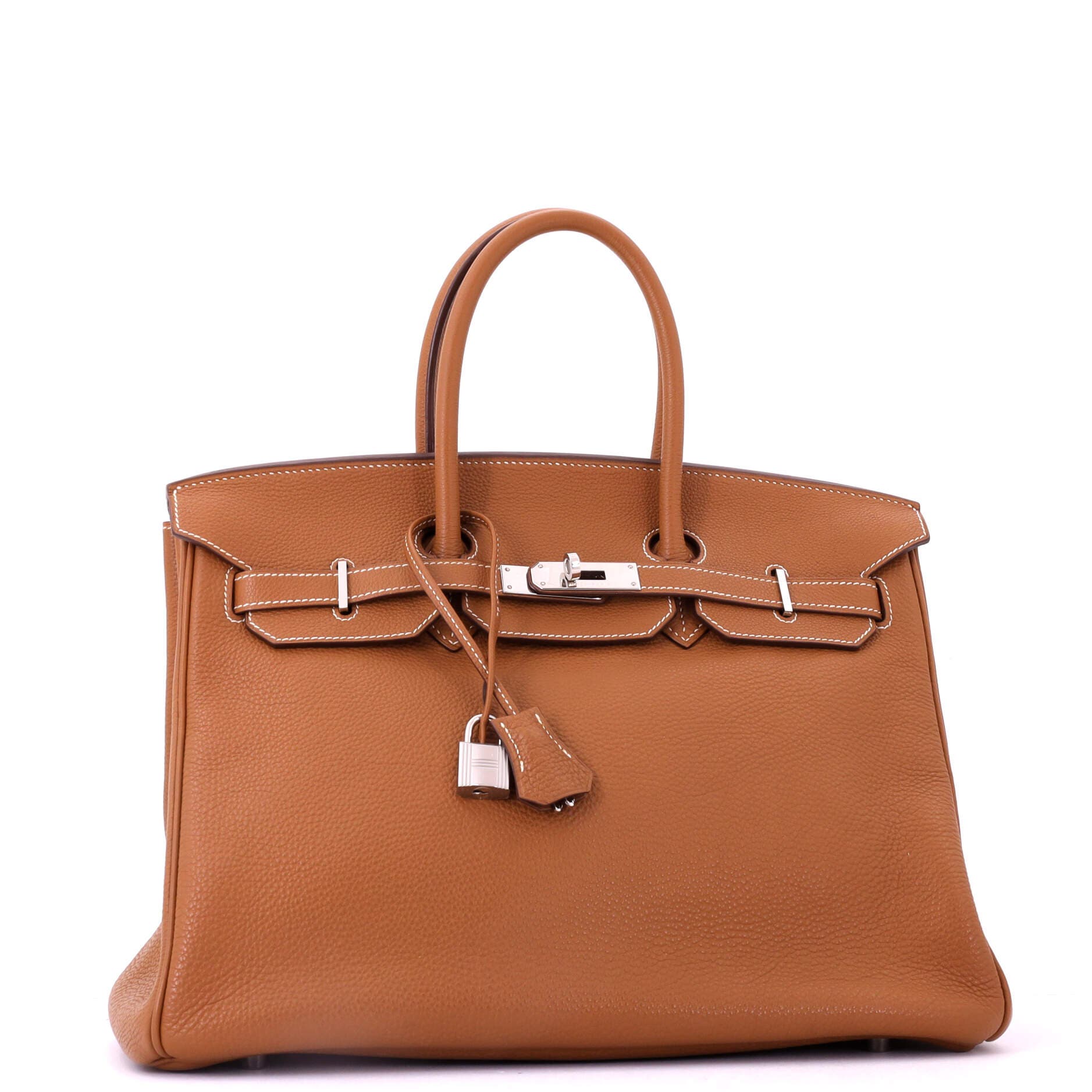 Pre-Owned Hermes Birkin Handbag Brown Togo with Palladium Hardware 35, Alternate, color, Gold