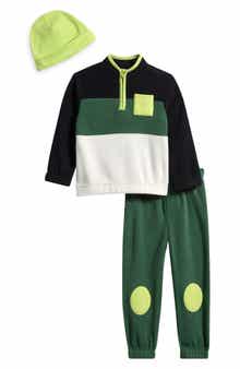 Kids' 3-Piece Fleece Sweatshirt, Joggers & Beanie Set