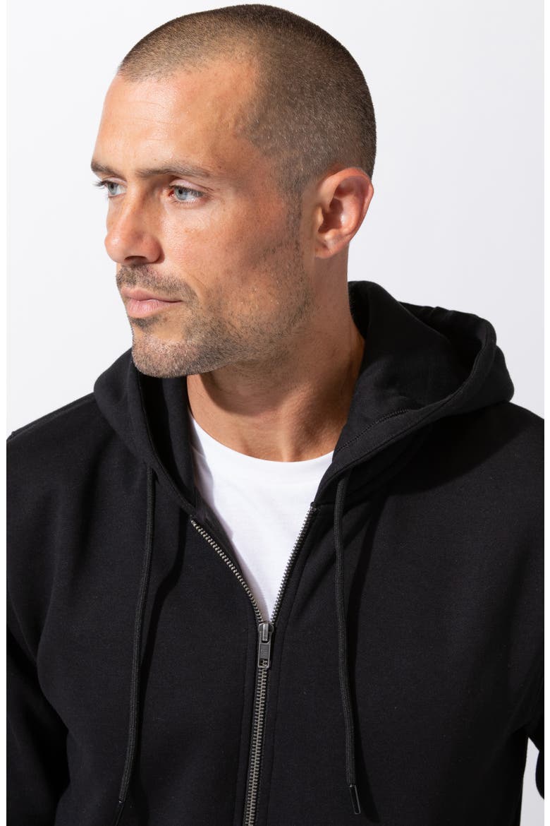 Organic Cotton Blend Zip Hoodie, Alternate, color, BLACK
