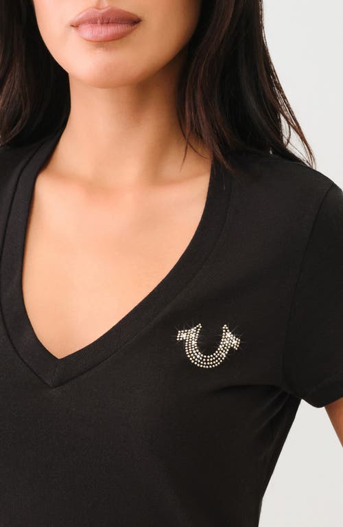 TRUE RELIGION TRUE RELIGION CRYSTAL HORSESHOE V-NECK T-SHIRT