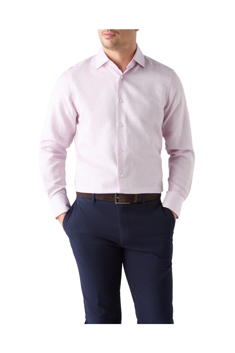 Reynolds Cotton Linen Blend Shirt in Contemporary fit, Main, color, Raspberry