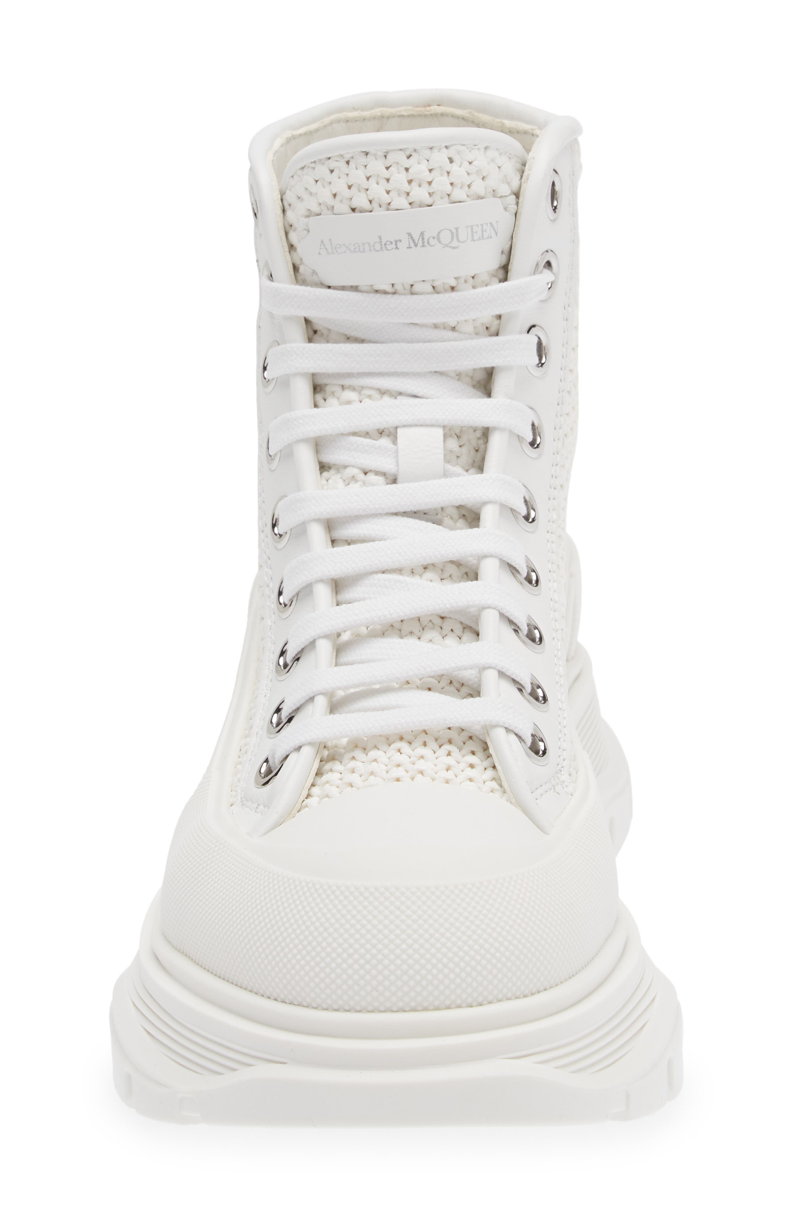 McQueen Tread Slick Woven Raffia High Top Sneaker, Alternate, color, 