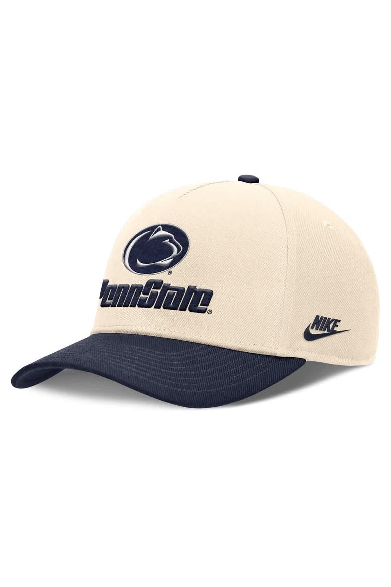 Men's Nike Natural/Navy Penn State Nittany Lions Academic Rise Dri-FIT Adjustable Hat, Alternate, color, Natural