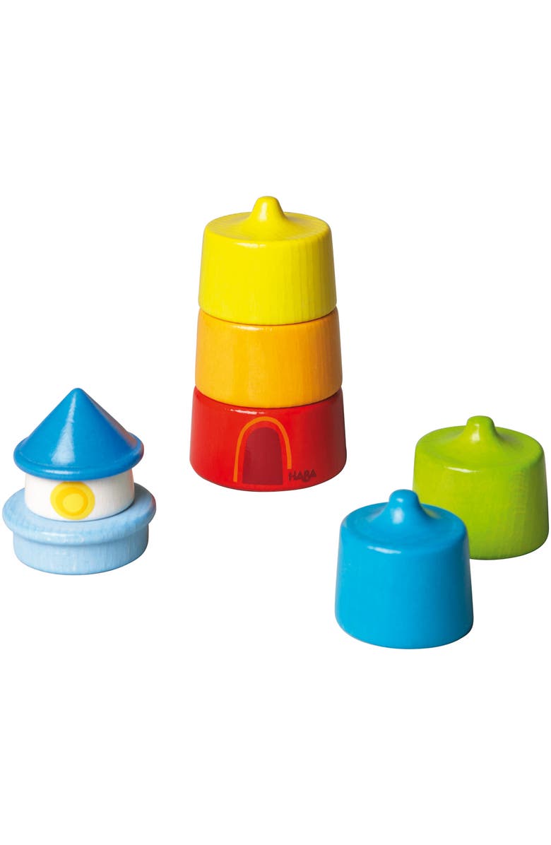 HABA Wooden Stacking Toy Rainbow Lighthouse, 8-Piece Building Blocks Set, Educational Wooden Toddler Toys for Motor Skills, Ages 1 and up, Alternate, color, Multi