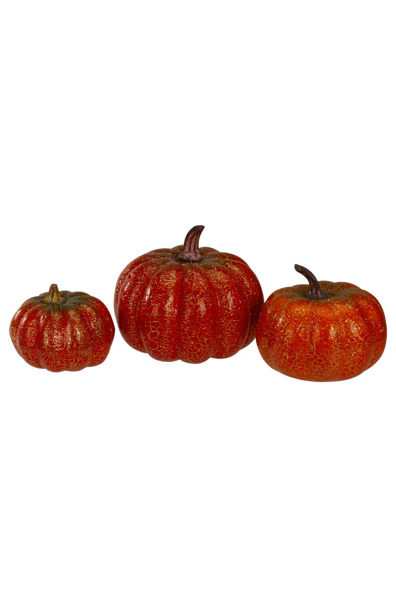 Northlight Crackled Glittered Mini Fall Harvest Pumpkins - 4" - Set of 5, Alternate, color, 