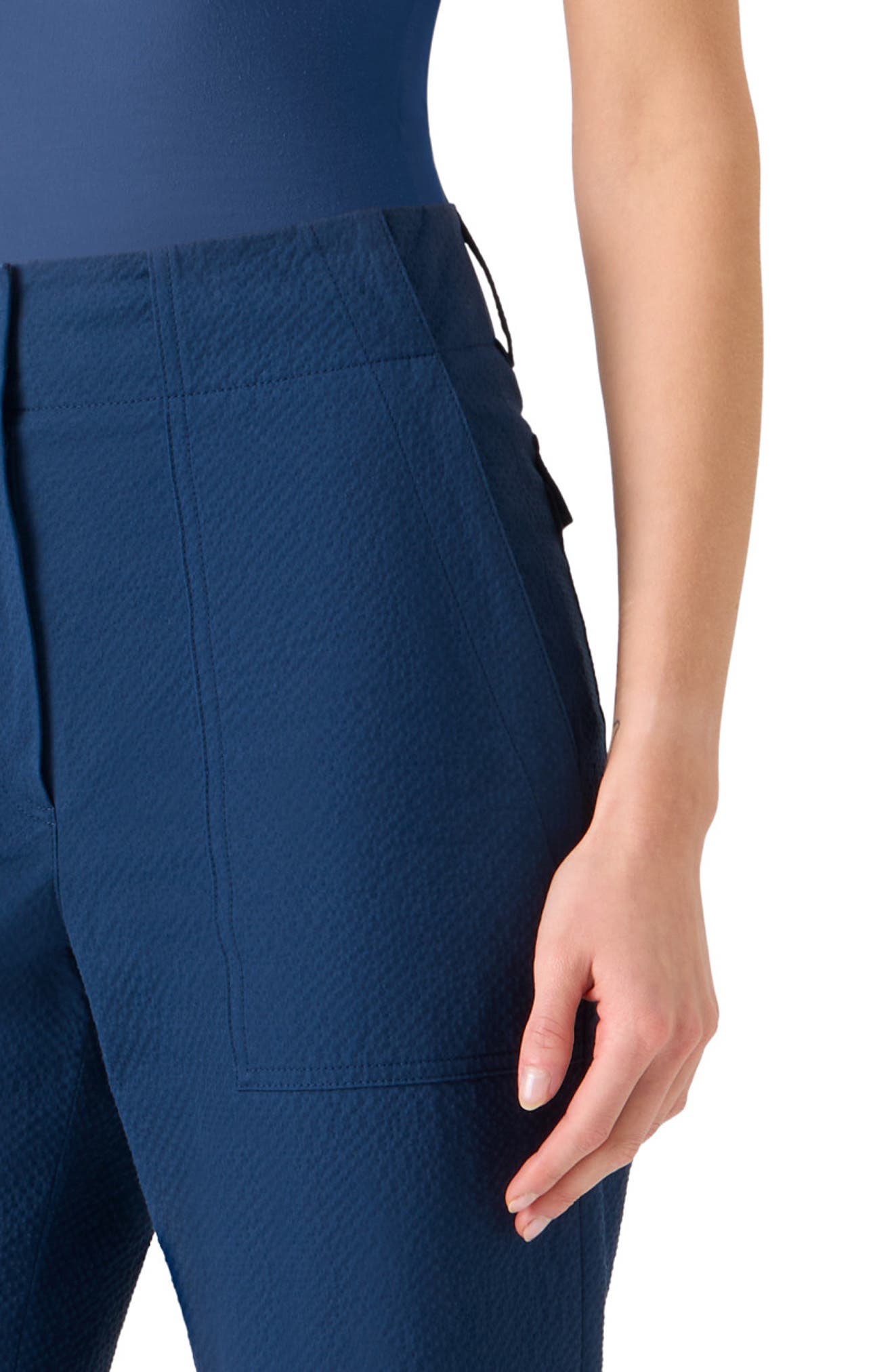 Akris punto Cliff Cotton Stretch Seersucker Cargo Ankle Pants