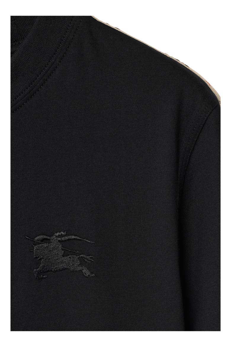 Check Trim Cotton T-shirt, Alternate, color, Black